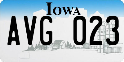 IA license plate AVG023