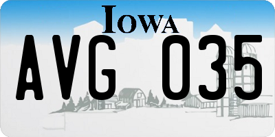 IA license plate AVG035
