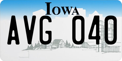 IA license plate AVG040