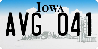 IA license plate AVG041