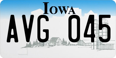 IA license plate AVG045