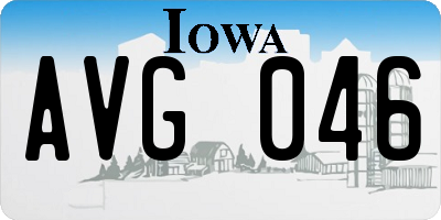 IA license plate AVG046