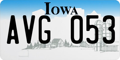 IA license plate AVG053