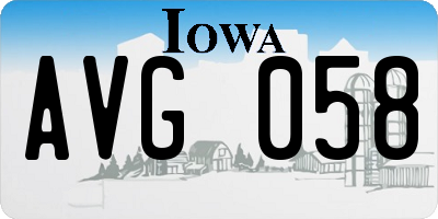 IA license plate AVG058