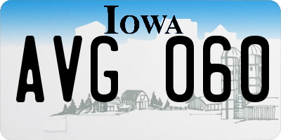 IA license plate AVG060
