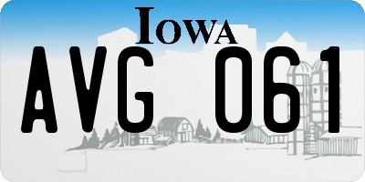 IA license plate AVG061