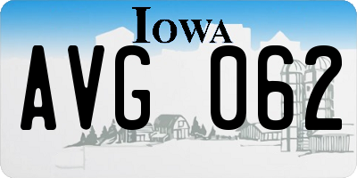 IA license plate AVG062