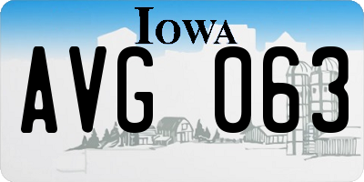 IA license plate AVG063