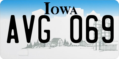 IA license plate AVG069