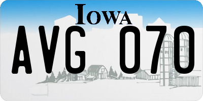 IA license plate AVG070