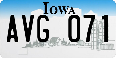IA license plate AVG071