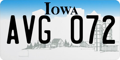 IA license plate AVG072