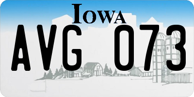 IA license plate AVG073
