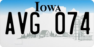 IA license plate AVG074