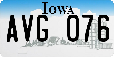 IA license plate AVG076