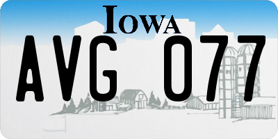 IA license plate AVG077