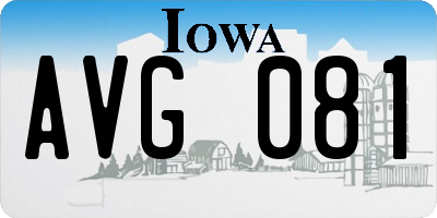 IA license plate AVG081
