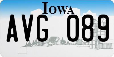 IA license plate AVG089