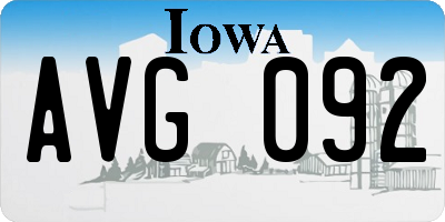 IA license plate AVG092