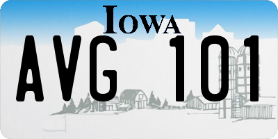 IA license plate AVG101