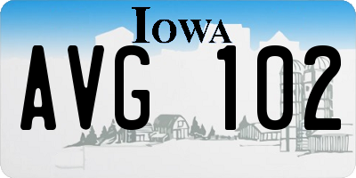 IA license plate AVG102