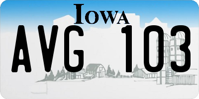 IA license plate AVG103