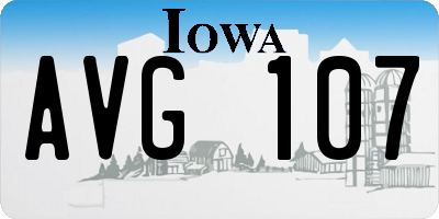 IA license plate AVG107