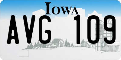 IA license plate AVG109