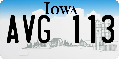 IA license plate AVG113