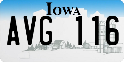 IA license plate AVG116