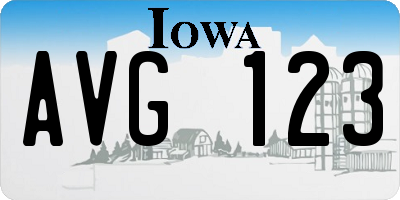 IA license plate AVG123