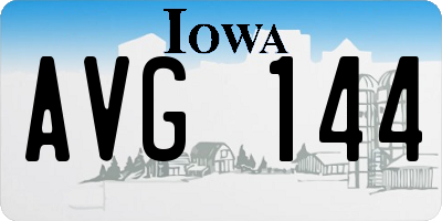 IA license plate AVG144