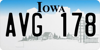 IA license plate AVG178