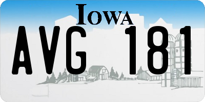 IA license plate AVG181