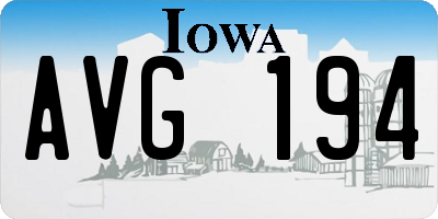 IA license plate AVG194