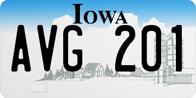 IA license plate AVG201