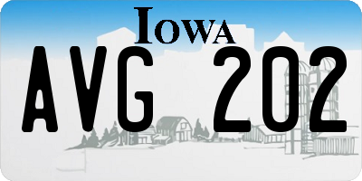 IA license plate AVG202