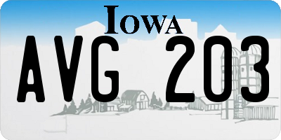 IA license plate AVG203