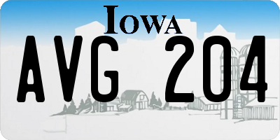 IA license plate AVG204