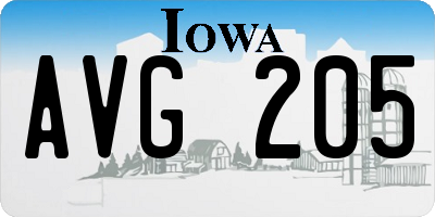 IA license plate AVG205