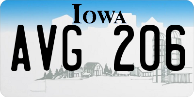 IA license plate AVG206