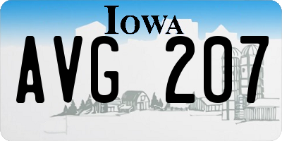IA license plate AVG207