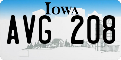 IA license plate AVG208