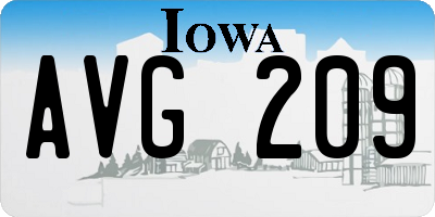 IA license plate AVG209