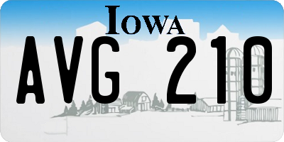 IA license plate AVG210