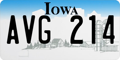 IA license plate AVG214