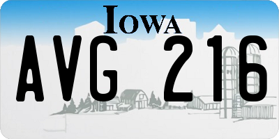 IA license plate AVG216