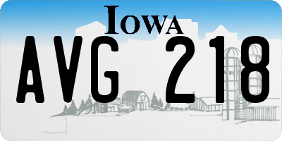 IA license plate AVG218