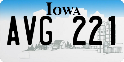 IA license plate AVG221