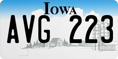 IA license plate AVG223
